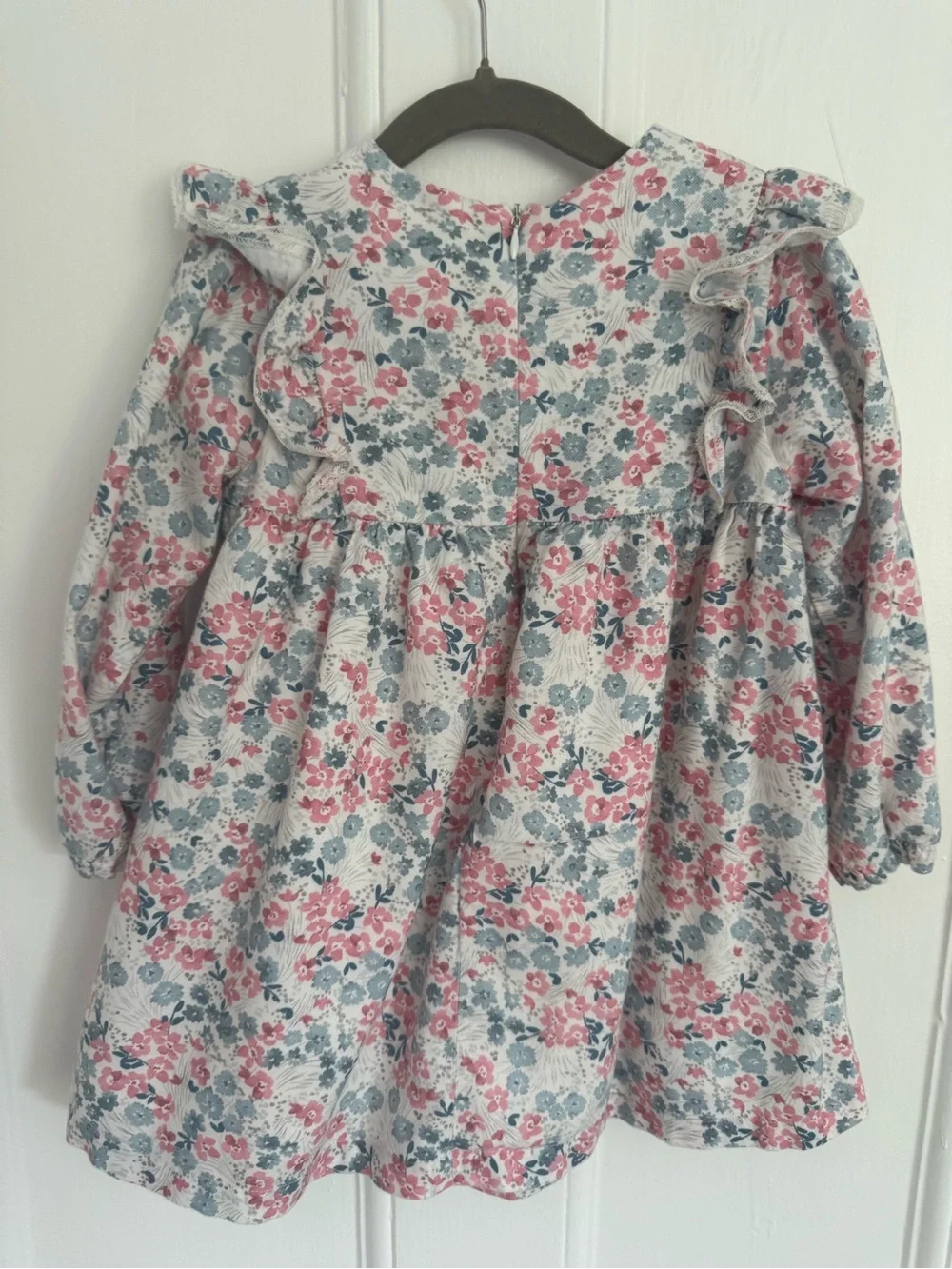 Tartine et Chocolat Floral Ruffle Dress - Pink & Blue